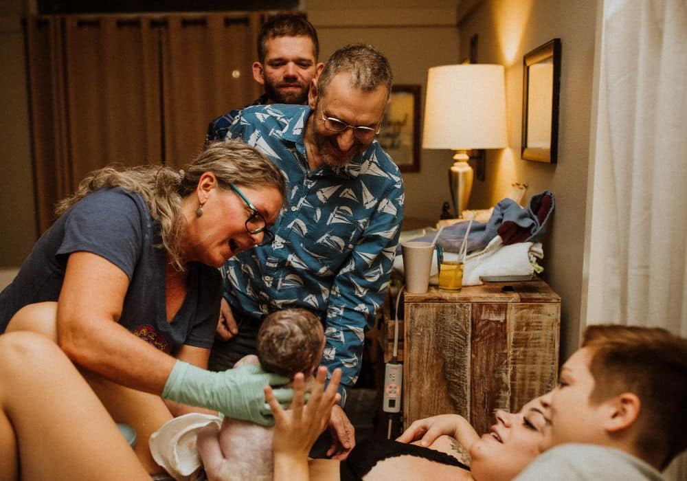 baby being born at Birth Inn Birth Center Tacoma